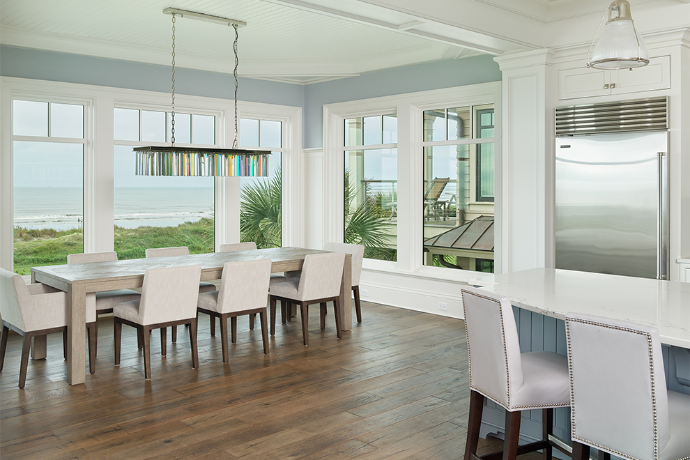 Custom oceanfront dining room design by architectural home renovation expert Marc Camens on Kiawah Island